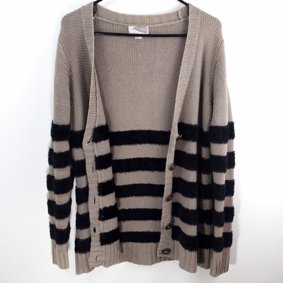 love21 Sweaters - Fuzzy Stripe Sweater Cardigan S - M
